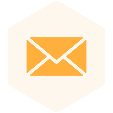 Light yellow hexagon icon with an envelope