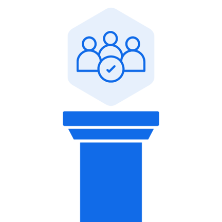 Enrollment Pillar with an icon that shows 3 people and a checkmark symbol