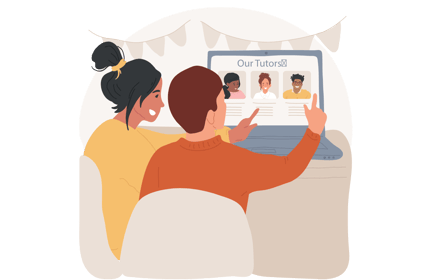 Student and parent looking at a laptop